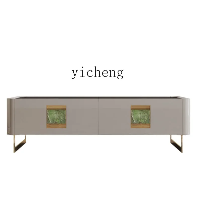 Tqh Italian Style Light Luxury Long End Table Hong Kong Style Post-Modern Coffee Table Metal Living Room Simple Minimalist