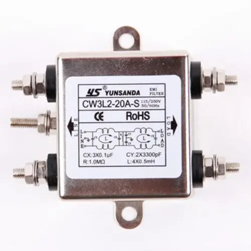 1Pc Single Phase AC Power Line EMI Filter Unipolar Series AC 115V/250V CW4E-3A 6A 10A 20A 30A-T