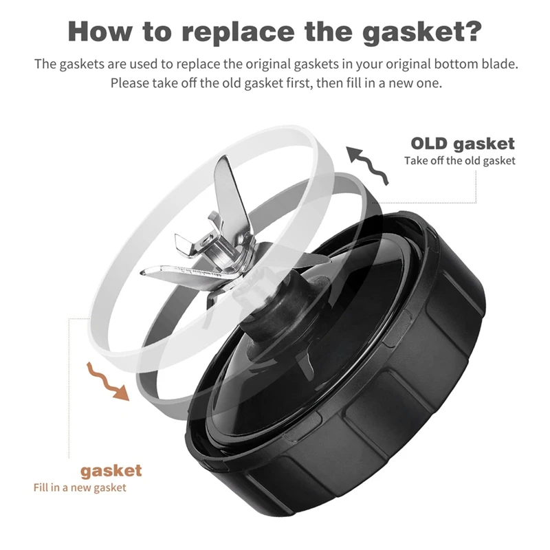 A44F-24Oz Mixerbecher, Klingeersatz für Ninja-Mixer, Ersatzteile mit To-Go-Deckel, 7-Flossen-Klingenbaugruppe