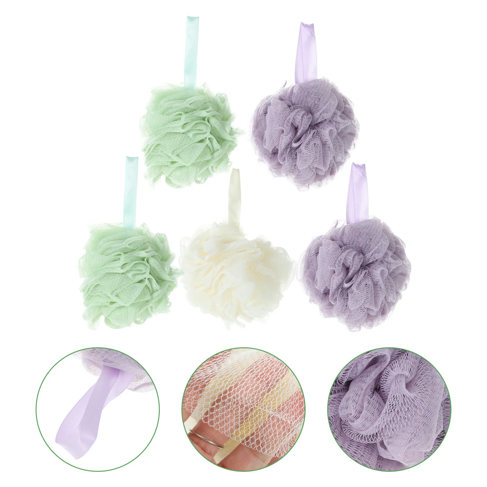 

5 pcs Bath Ball For Adults Soft Durable Bubble Making Sponge Exfoliating Shower Scrubber Practical Bath Puff Bathroom