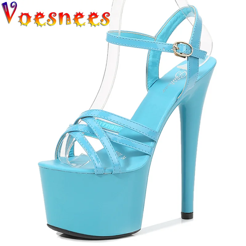 Patent Leather Stripper Heels Girls Shoe for Party Club Women Sexy Show Sandals 15 17 CM High Heels Sexy Platform Sandals Pumps