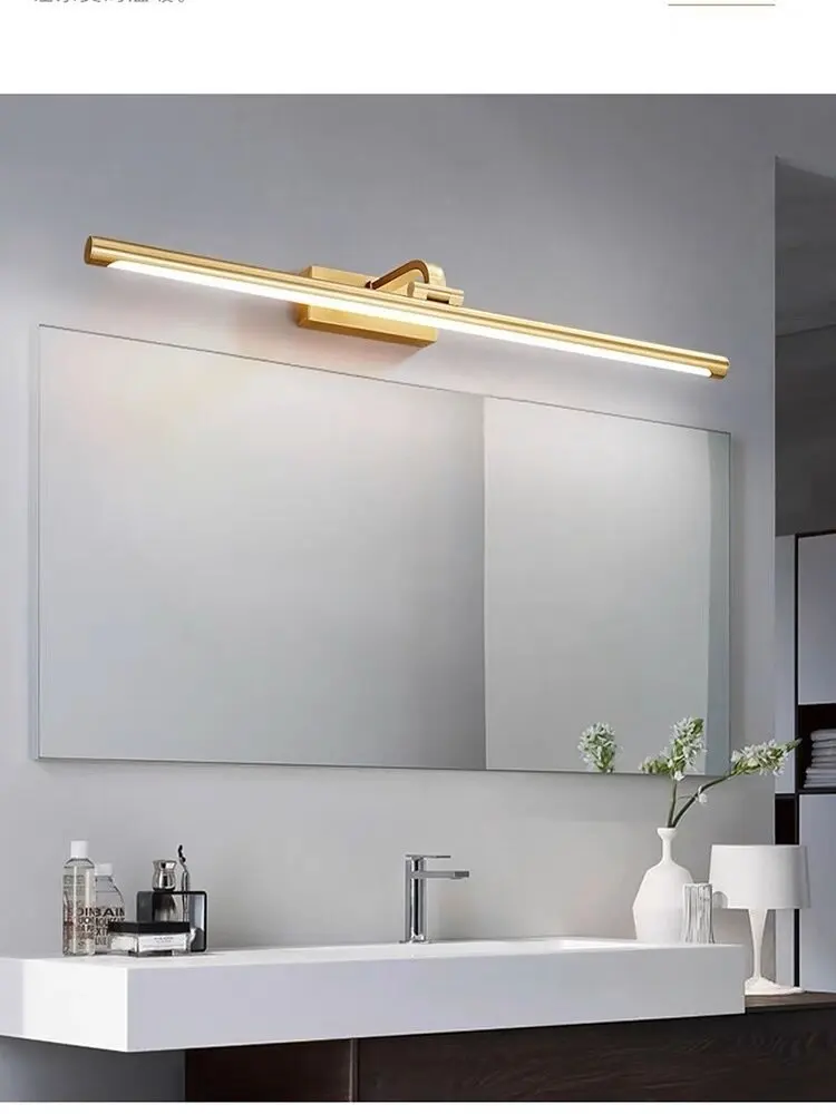 Modern all copper LED Vanity Wall Lamp  Bathroom Mirror Black Cosmetic Bedroom Warerproof Indoor Wall Light Fixture AC85-265V