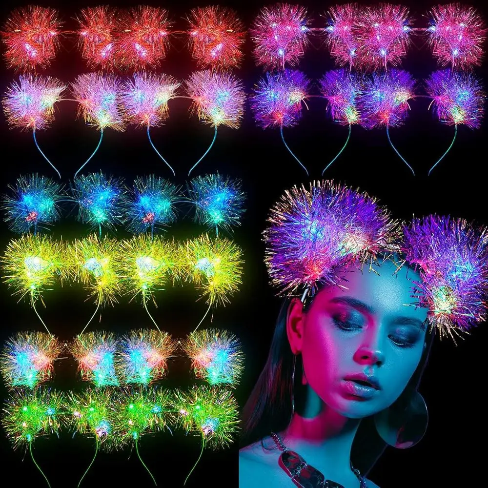

Illuminated 16-Piece Cat Ear Headband with Color-Changing LED Lights for Women's Rave Style Accessories