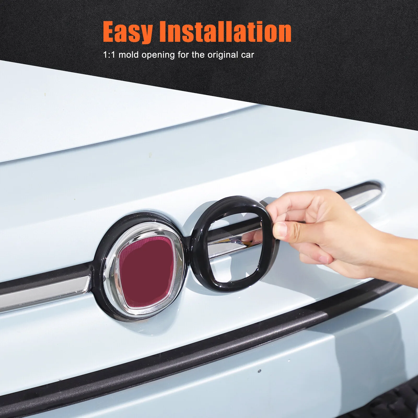 

ABS Car Front Rear Emblem Logo Cover For Fiat 500 2016-2025 Abarth 595 695 2017-2025 Car Badge Decorative Ring Trim Accessories