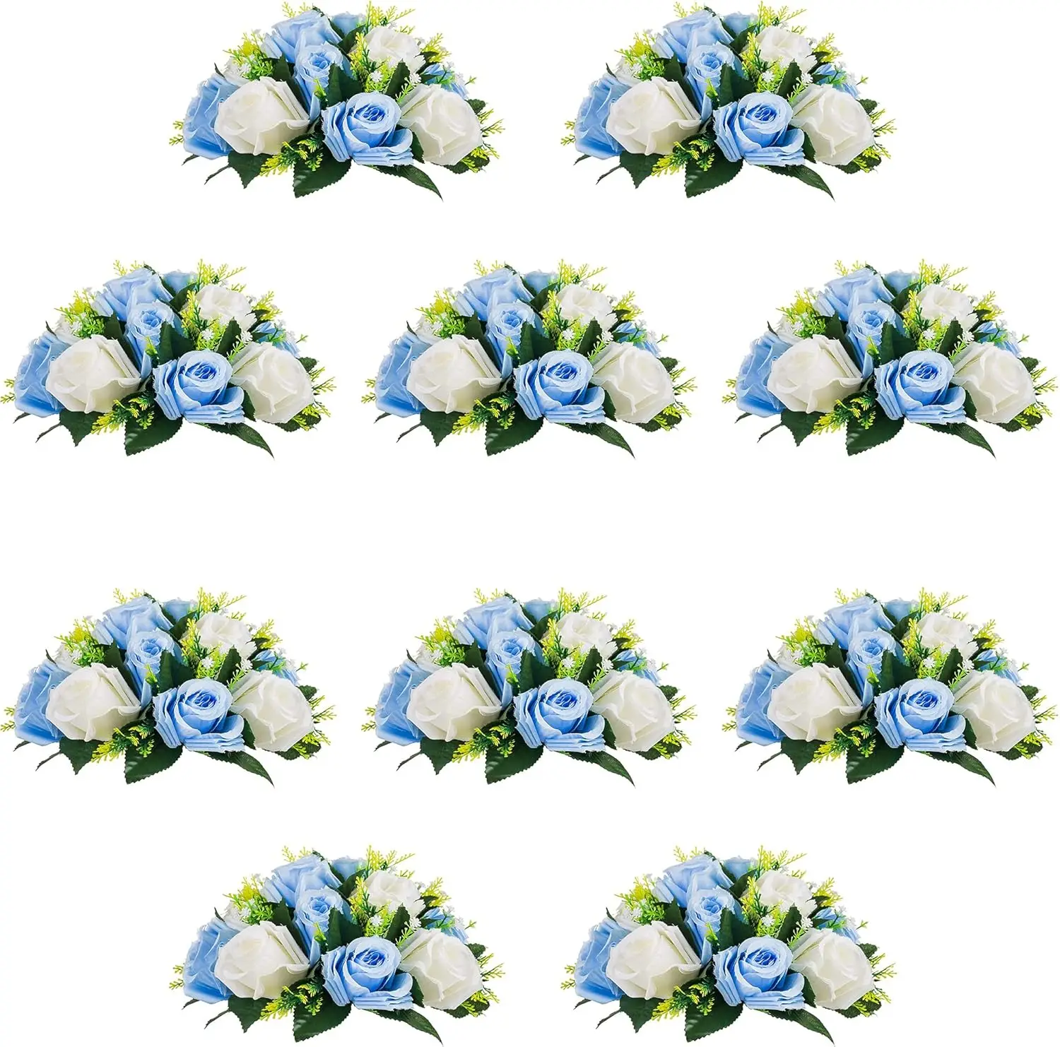 

10Pcs Artificial Flower Ball Arrangement, Fake Floral Centerpieces Wedding Roses Bouquet for Parties Valentine's Day Wed