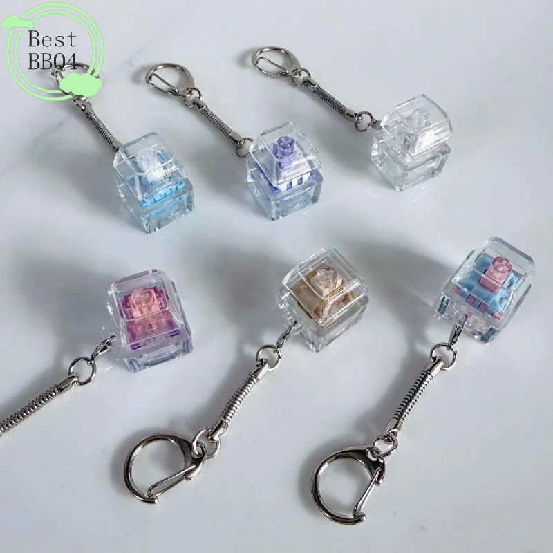 (BBQ4)1/2/3/4/9 Key Keyboard  Toys Crystal Keycap Keychain Stress Relief Fingertip Gadget Decompression Toys Clicker  Toy