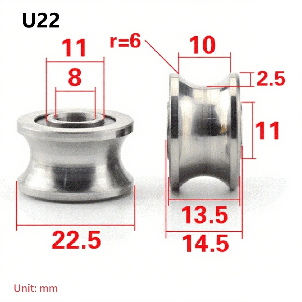 U22 T22 Groove Round Bottom Track Pulley Sliding Roller Bearing 8x22.5x14.5mm For Linear Motion Systems