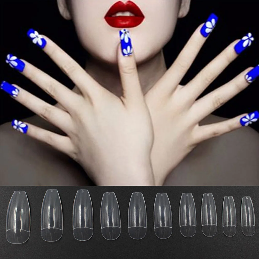 

100Pcs Fake Nails Transparent ABS Short Or Long Length Trimmable Lightweight Breathable Nail Art Tips for Wedding Valentine
