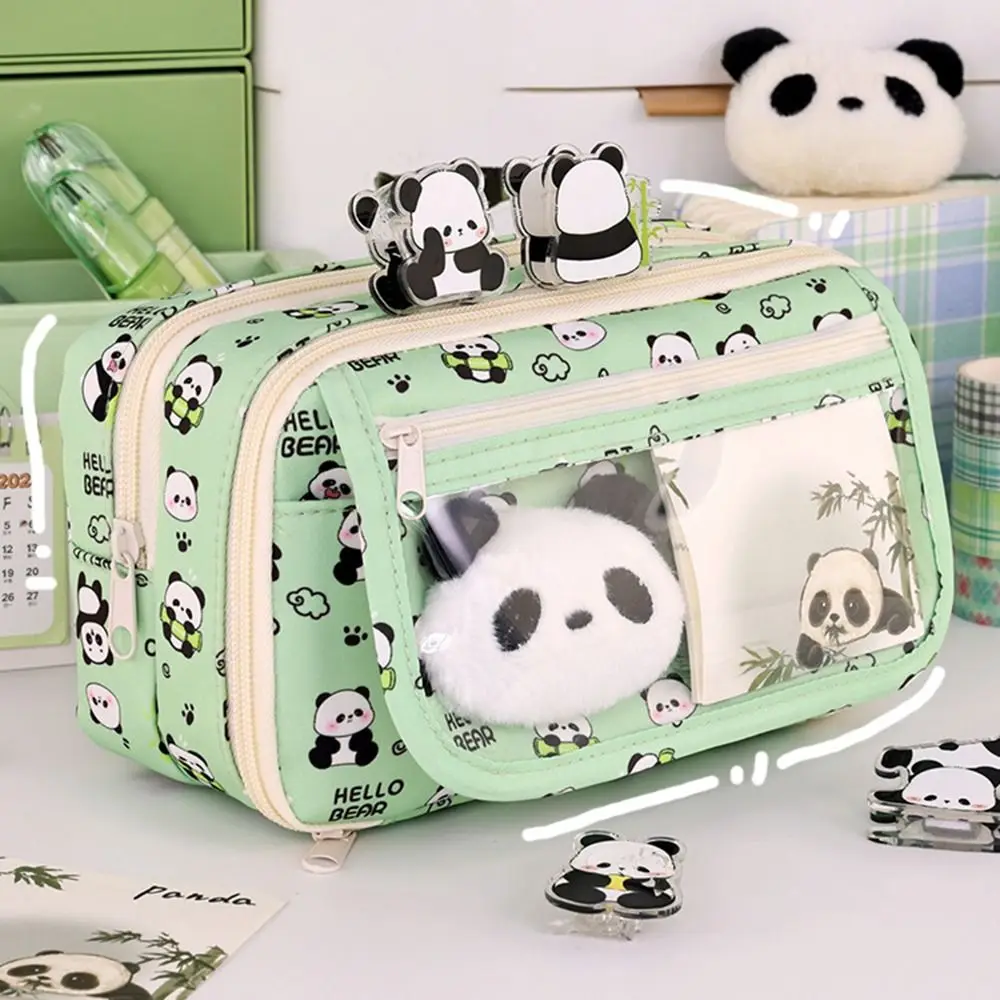 

9-Layer Capibara Pencil Bag Panda Creative Cartoon Pen Pouch Transparent Pocket Large Capacity Capybara Stationery Bag Children