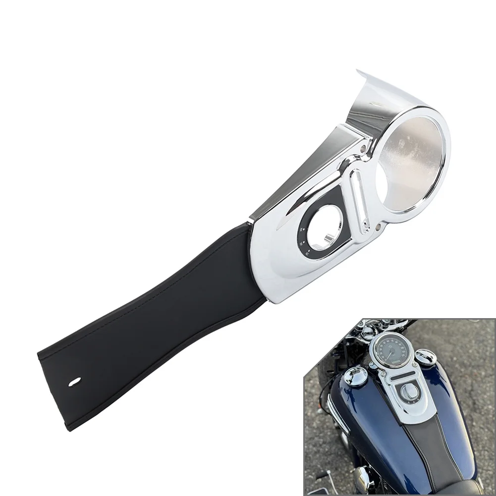 Chrome Fuel Tank Console Cover & Gas Tank Panel Bib For Harley Dyna Fat Bob FXDF 2008-2013 ABS Plastic PU Leather