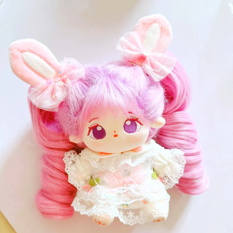 Kawaii Cotton Doll 20cm with Skeleton and No Attribute Girl Toys with Bunny Ears Ponytail Fashion Idol Dress Doll for Kids Fans