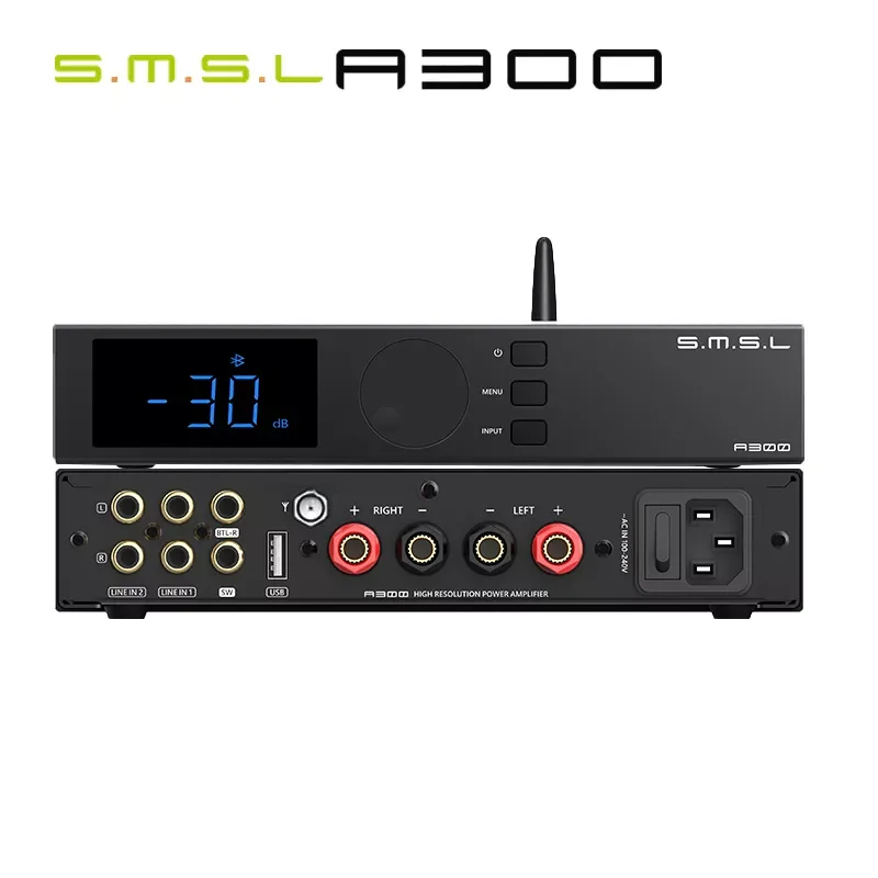 

SMSL A300 Power Amplifier Digital Amp BTL Mode Bluetooth 5.0 Remote Control for Home Audio