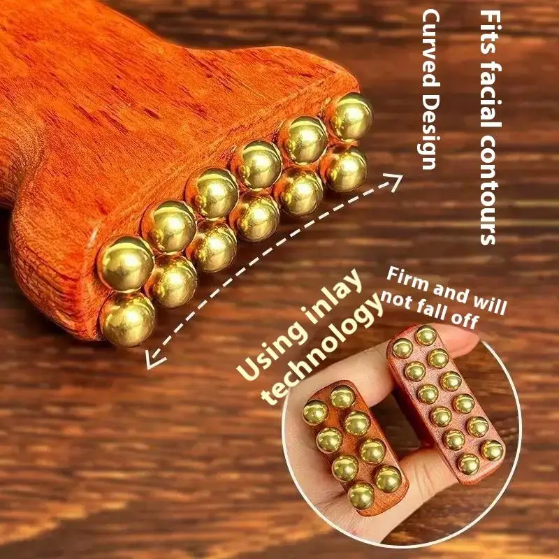 مشع الجلد المنقذ اللمفاوي السموم مدلك الوجه يتلاشى التجاعيد شركة الفك والعينين أداة التجميل الخشب النحاس الطبيعي #2