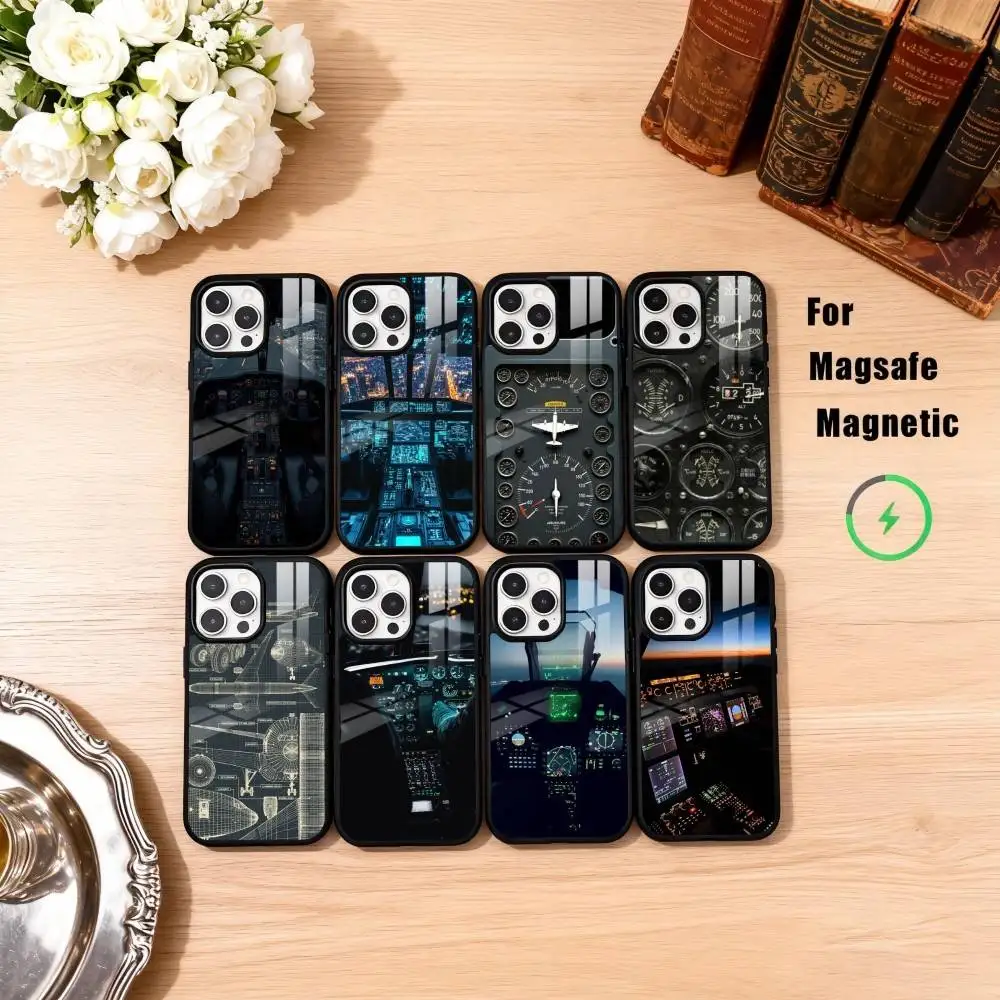 

A-Aeroplane Pilot Cockpit Phone Case For iPhone17,16,15,14,13,12,11 Plus,Pro Max Magnetic For Magsafe Wireless Charging