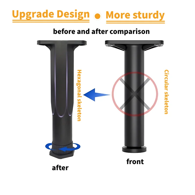 4pc Bed Support Legs, Adjustable Height Bed Frame Center Support Leg For Bed, Frame Legs Replacement, Furniture Bed Frame Suppor image 4