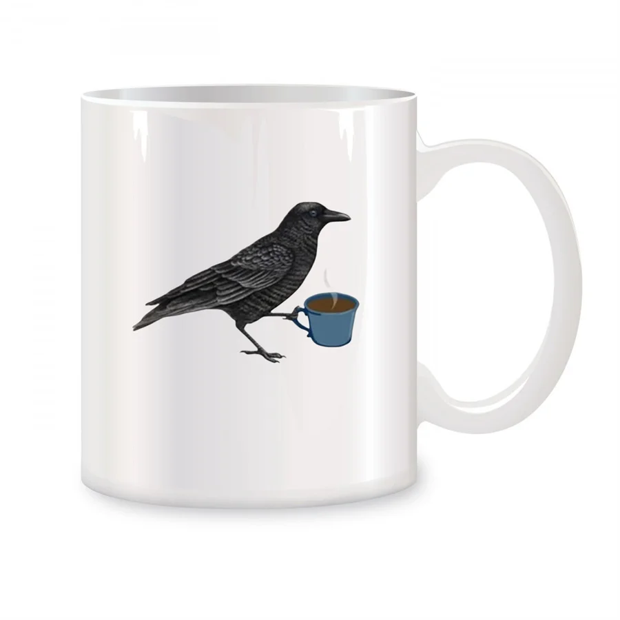 Cawfee Mugs For Crow Bird Lover Birdwatching Birthday Gifts Novelty Coffee Ceramic Tea Cups White 11 oz