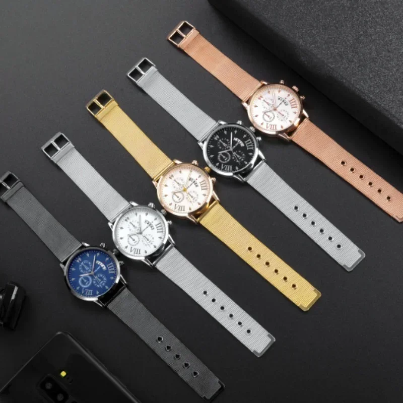 Gentleman Style Casual Fashion Watches For Men Sports Chronograph Stainless Steel Wrist Watch Male Charm clock