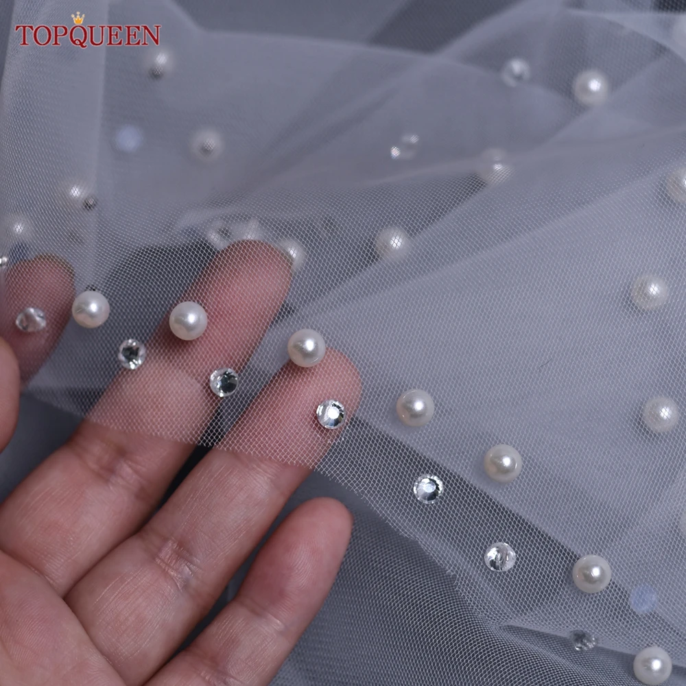 TOPQUEEN G27B Bolero Jacket Cape Jacket Pearls Beaded Piping Round Neck Sleeveless Bridal Shawl Jacket for Party customizable