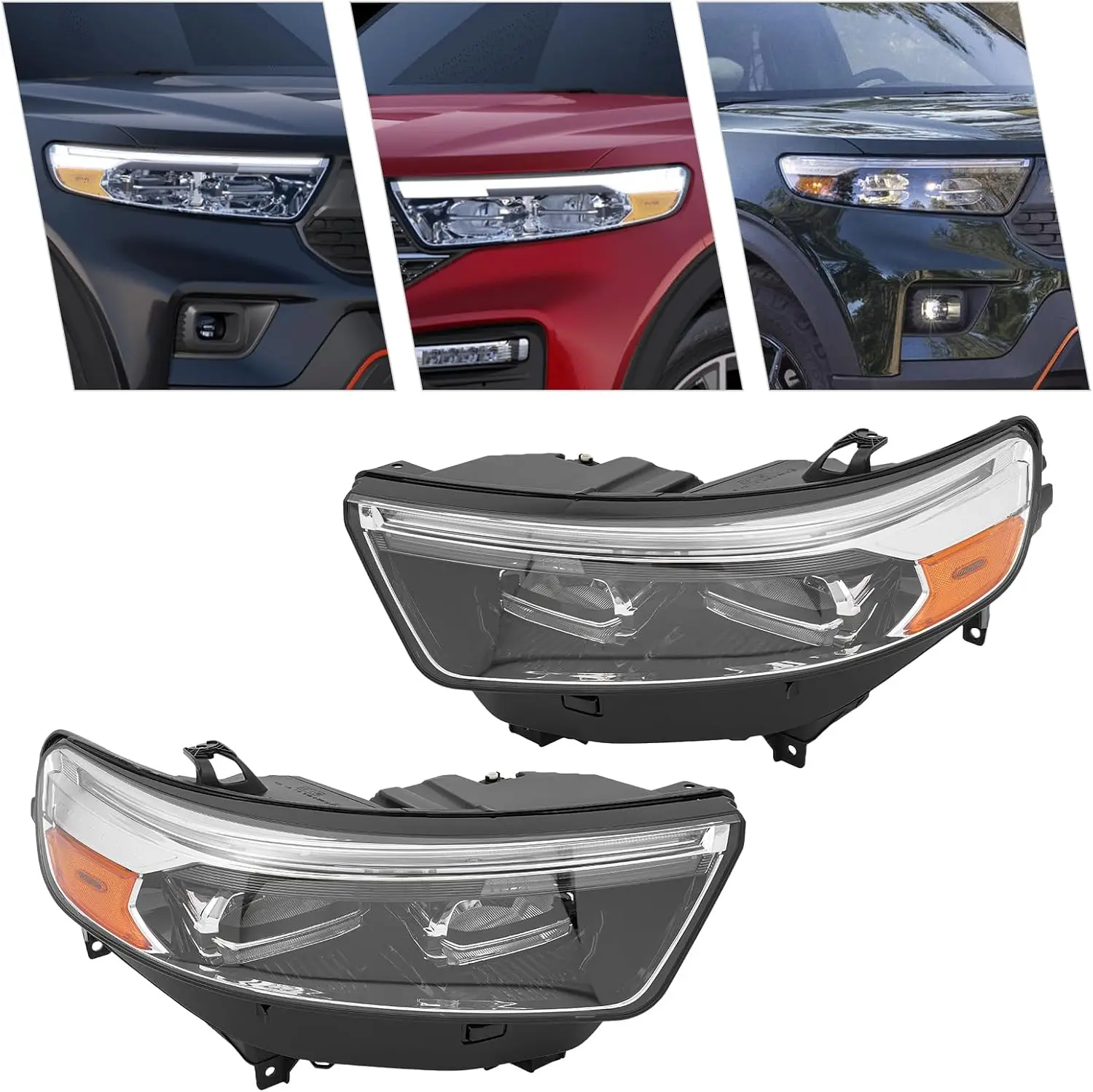 LED DRL Headlamp Assembly Compatible with 2020-2024 Explorer XLT/Limited, Left & Right Side Set (Driver + Passenger), Replacemen