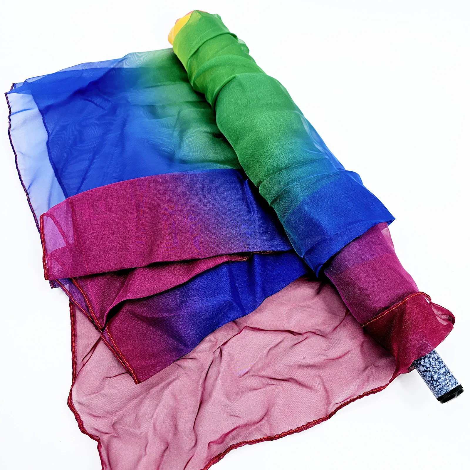 Produkcja jedwabiu RainBow (1,9 m * 1,4 m) magiczne sztuczki sceniczne wielokolorowe flagi produkcyjne sztuczki akcesoria do dowolnego rekwizytu końcowego pokazu