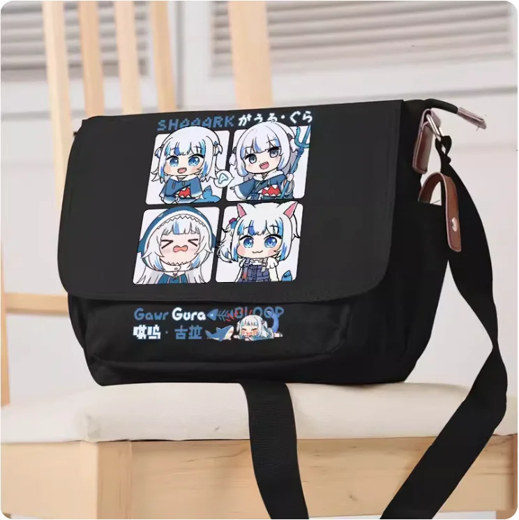 Anime Hololive Gawr Gura Cartoon Bag Unsix Fashion Leisure Tieners Crossbody Student Messenger Handtas B746