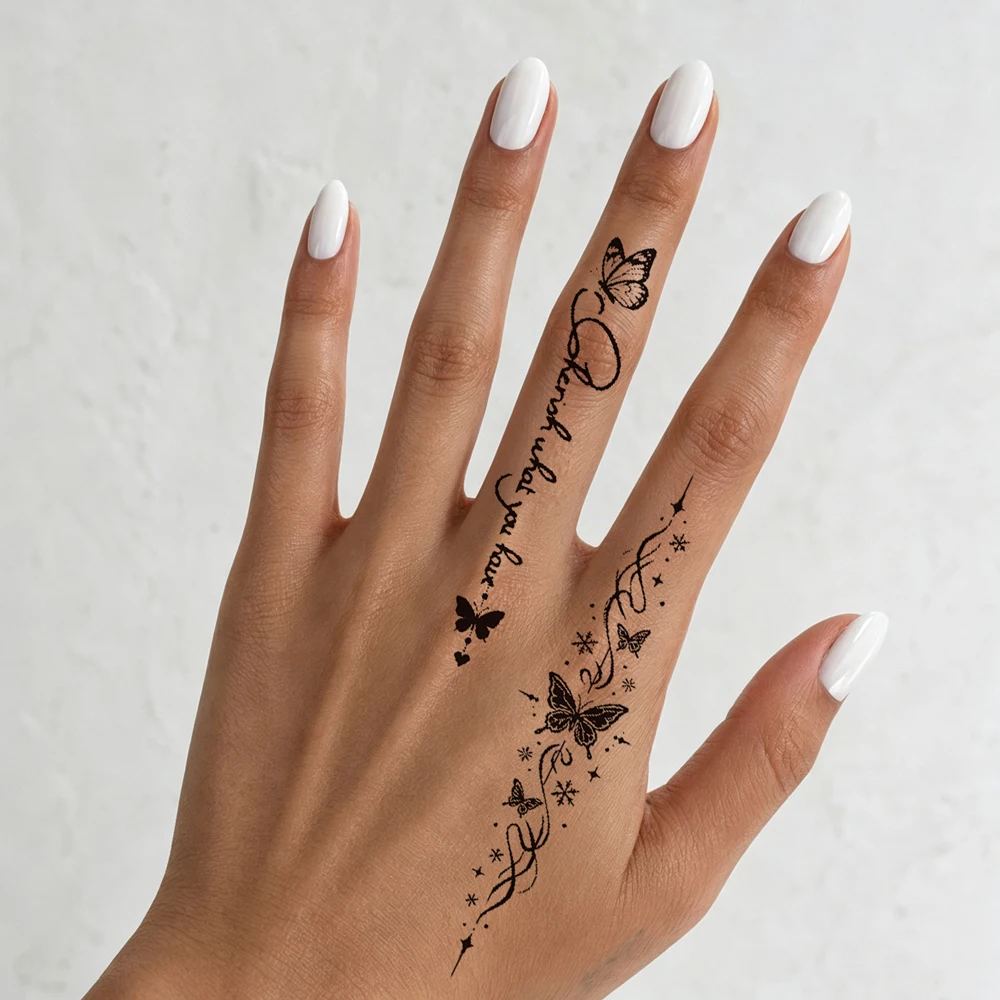30pcs Flower Tattoo Stickers for Women Leaf Butterflies Snake Temporary Tattoos Men's Hand Tattoo Fake Tattoo Body Decoration