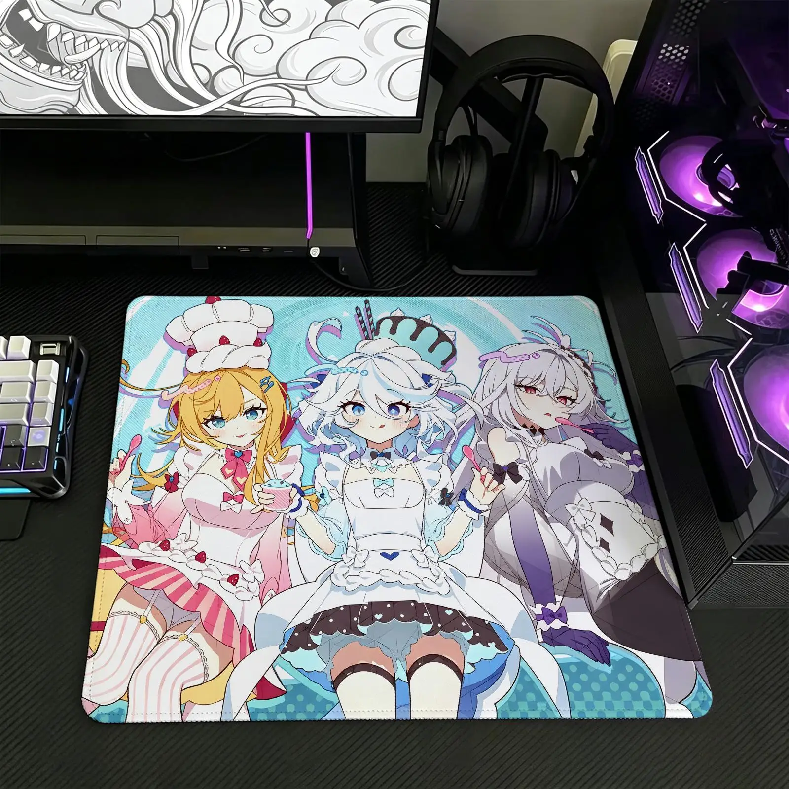 Genshin Impact Escoffier Mouse Pad Regular gaming mouse pad  Office mouse pad Laptop desk mat Stitched edge S/M/L size mouse pad