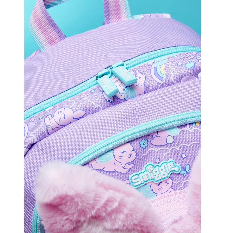 Smiggle-mochila escolar original para niños y niñas, moradas, de conejo, de alta calidad, 14 pulgadas