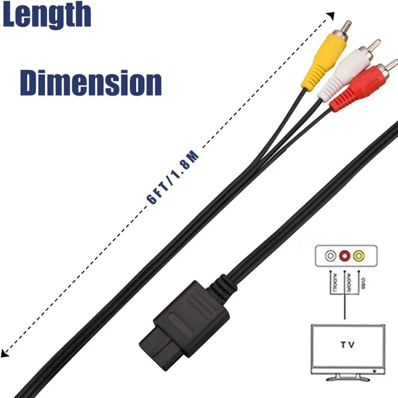 1 Stück Videokabel-Anschluss 1,8M AV-Kabel Composite-Videokabel für 64/N64/Game Cube/Super Nintendo für TV-Spiele – Detail 7