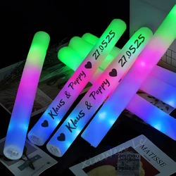 30/60/100/120Pcs RGB LED Glow Foam Stick Bulk Colorful LED Glow Sticks Cheer Tube Dark Light Birthday Wedding Party Supplies
