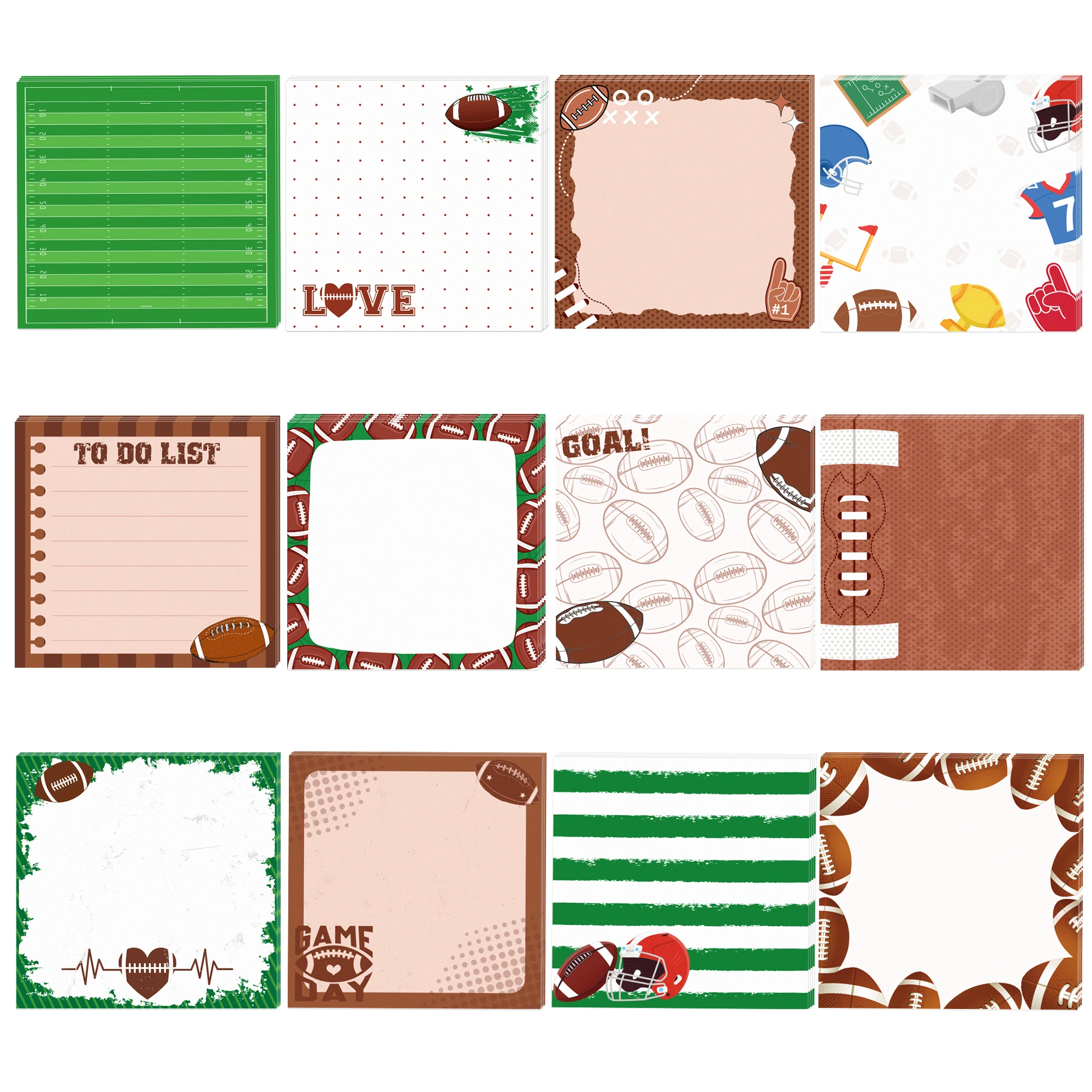 12/24/36pcs Rugby Memo Pads Set,Self-Stick Notes Pads,Refrigerator Sticky Notes for Home Use Office Birthday Gifts Supplies