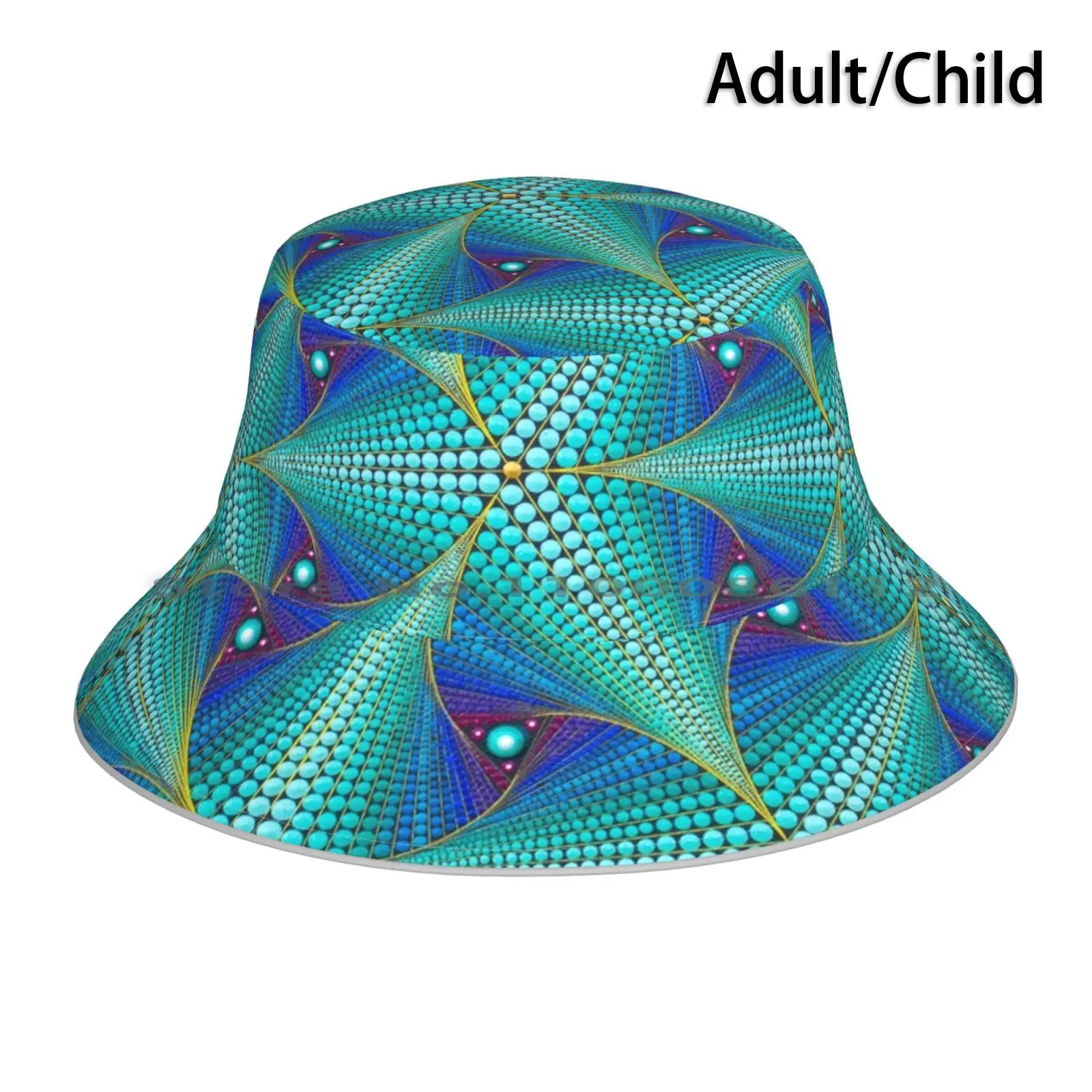 Mandala , Zentangle Meets Dots Bucket Hat Sun Cap Dot Painting Sacred Geometry Mandala Style Rainbow Colorful Puntillismo