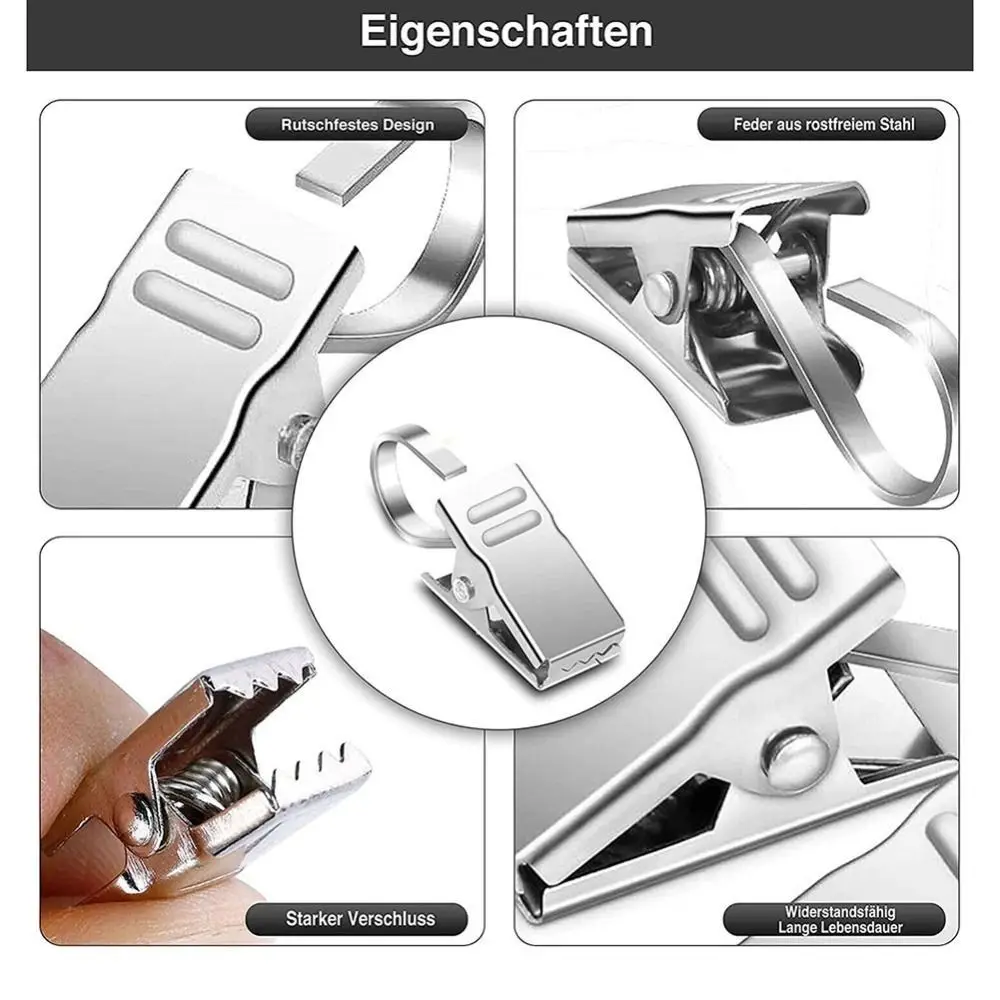 50 Pcs Sturdy Stainless Steel Curtain Clips With Hook Durable Iron Drapery Hook Multifunctional Silver Curtain Hook Clips