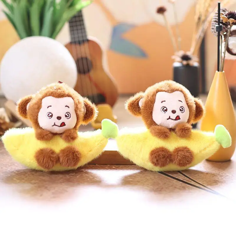 Durable Banana Monkey Keychain, Soft Plush Bag Ornament for Boys