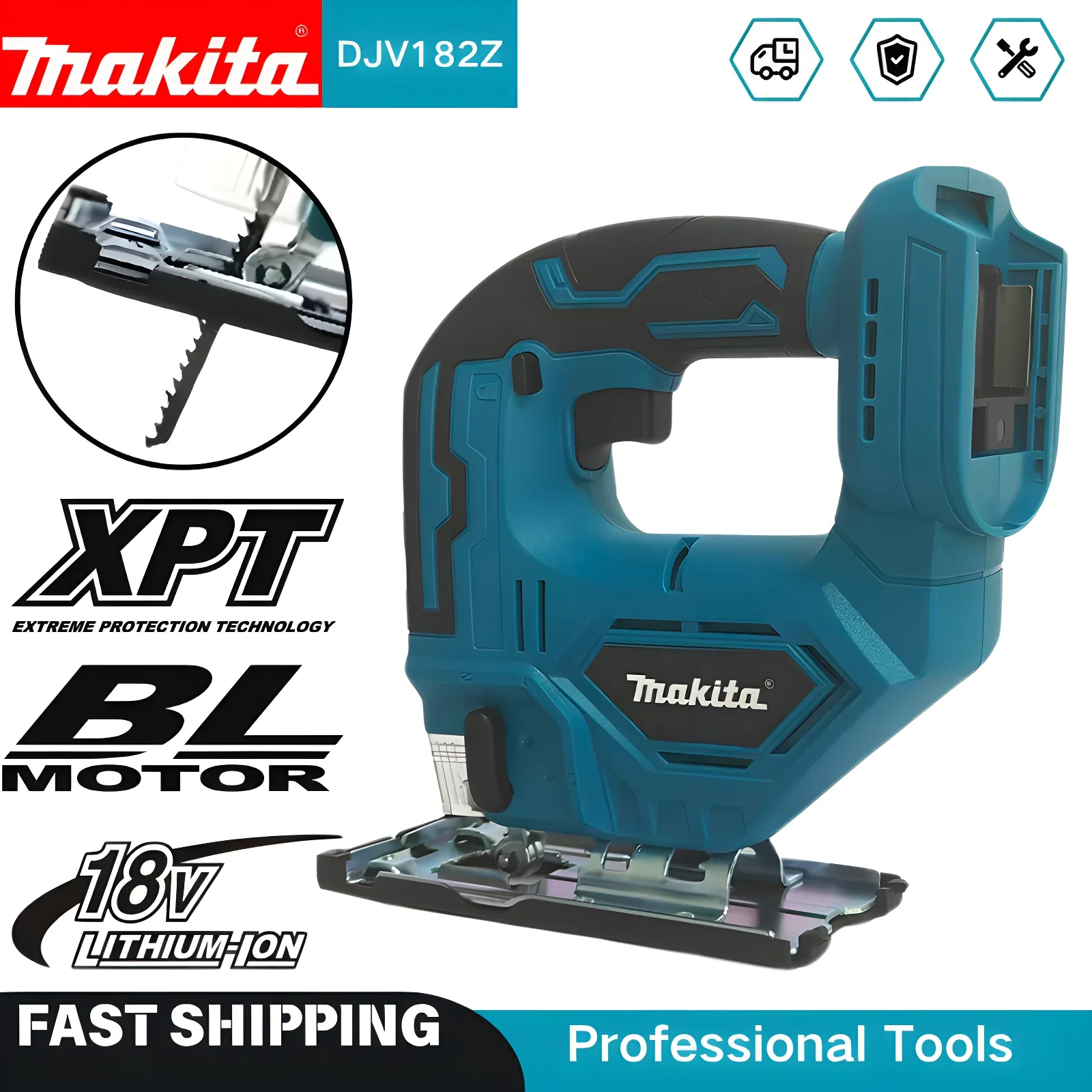 

Аккумуляторный лобзик Makita DJV182Z с рукояткой-тубусом и пильным полотном - аккумулятор в комплект не входит