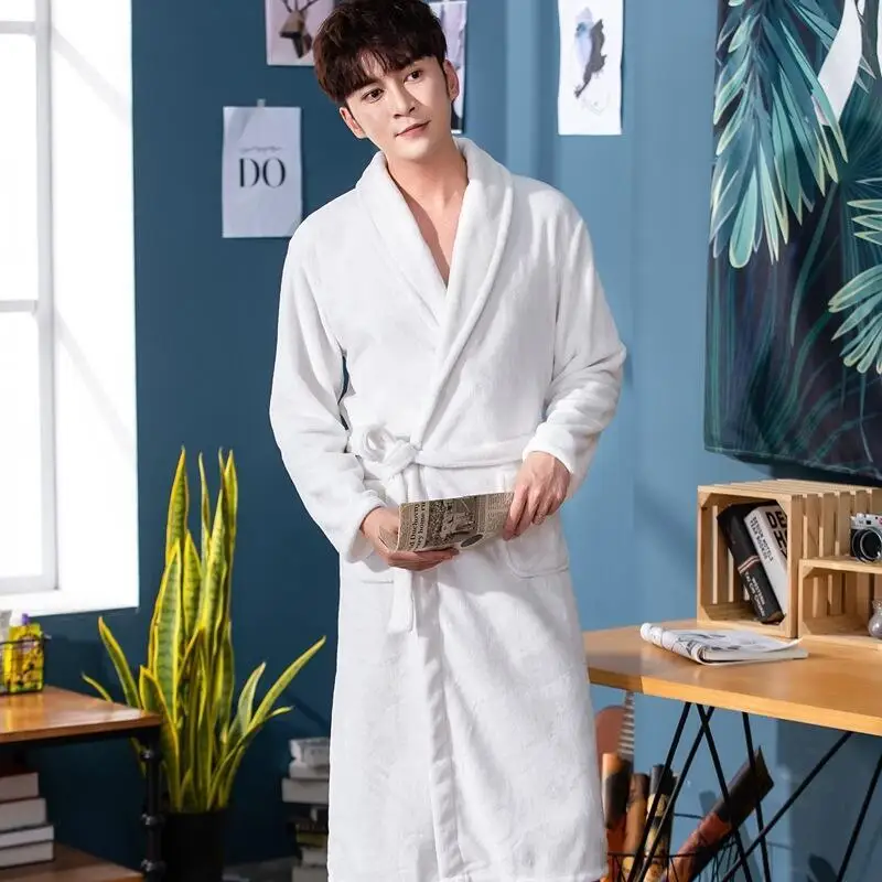 

Men's Clothing Y2K Clothes Pajamas Bathrobe Men's Pajamas Casual Fashion Long Style Robe Flannel New Autumn and Winter Clothing