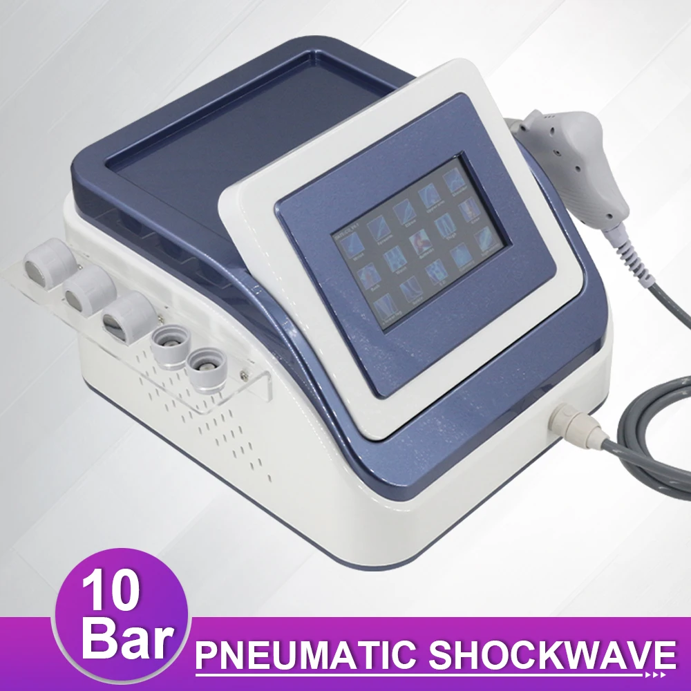 นิวเมติกเครื่องบําบัด Shockwave 10Bar สําหรับ ED Treatment Back Pain Relief Professional Shock Wave Body Relaxation Massager ใหม่