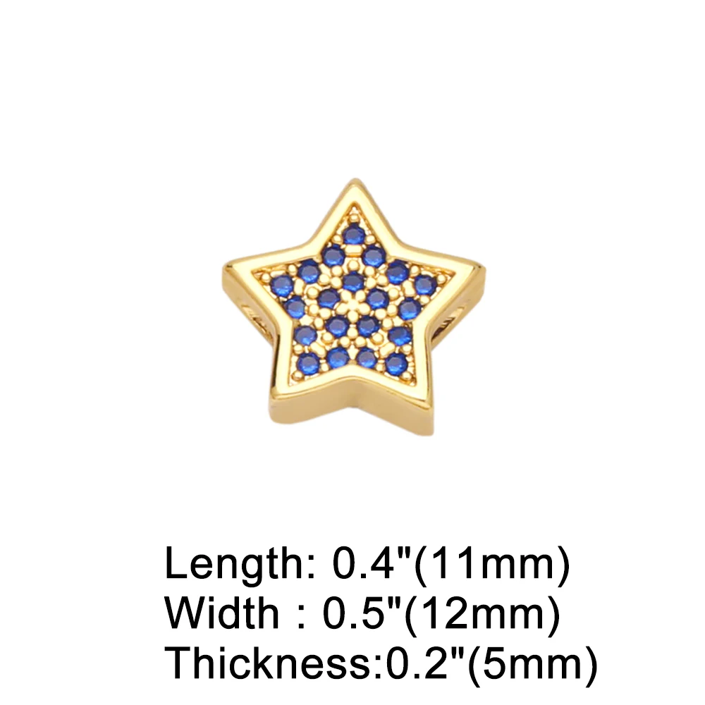 OCESRIO Multiple Color Small Star Charms for Bracelete Making CZ Copper Gold Plated Jewelry Making Supplies Wholesale chma165