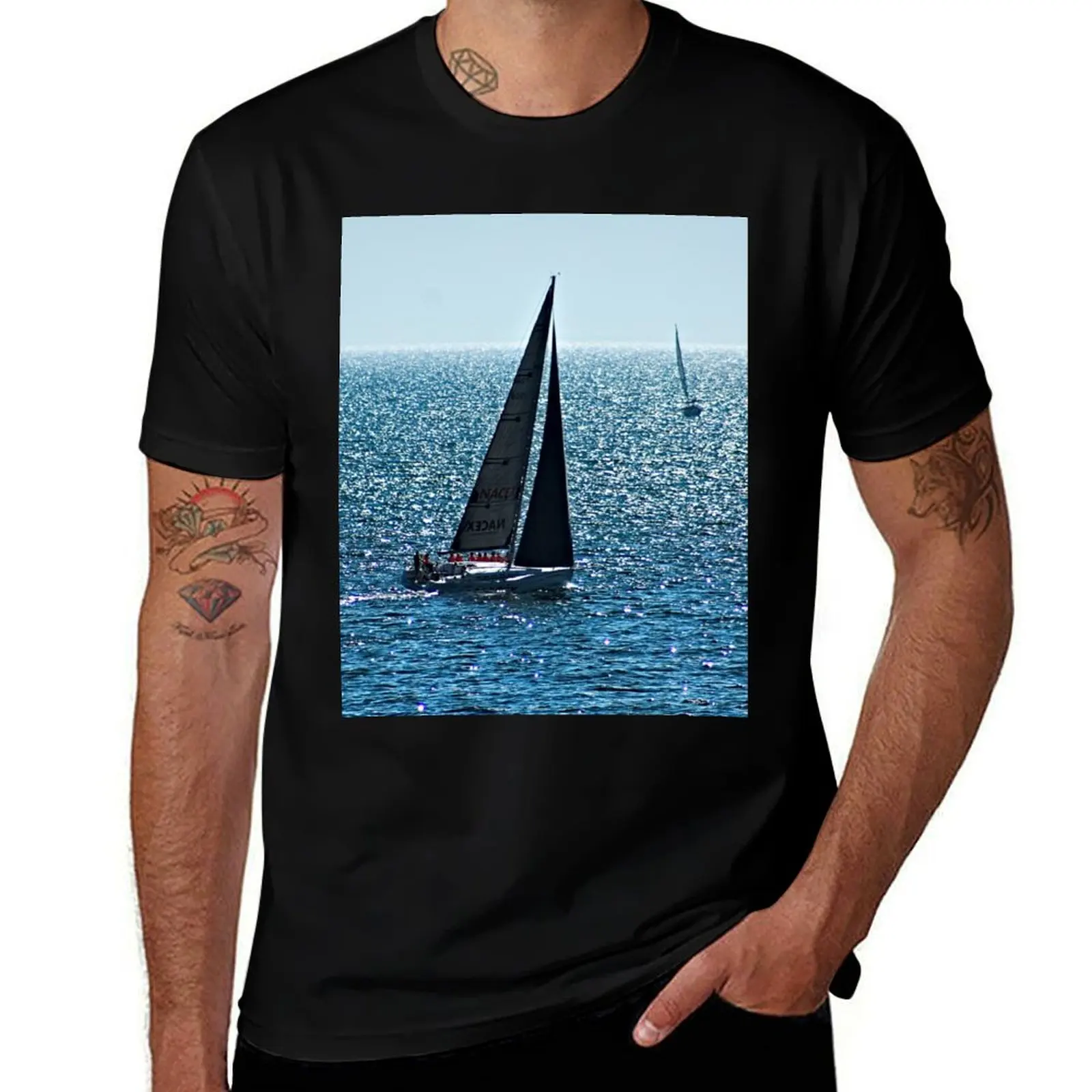 Camiseta Regatta Sailboats Sailing Seascape, camisetas divertidas, camisetas de humor oscuro para hombre, camiseta de algodón