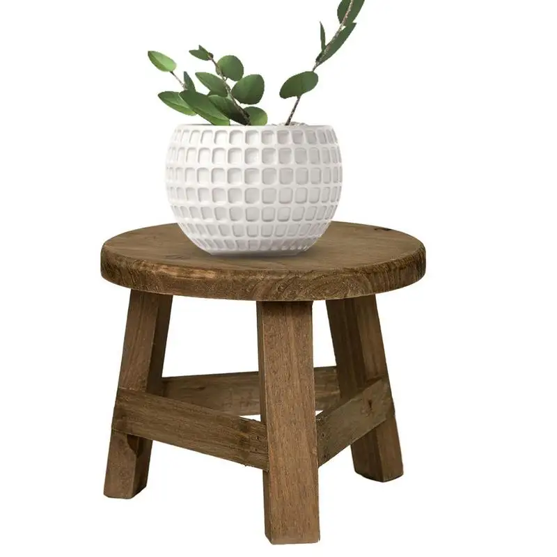 Mini Stool Display Stand Wood Plant Stand Stool Garden Succulent Pots Tray Display Shelf Plant Bench Rack Home Decor Accessories