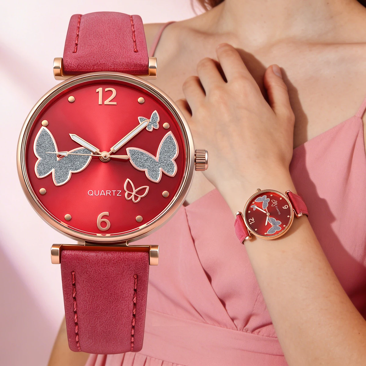 Trend Women Casual Temperament Ladies PU Leather Quartz Watches Anniversary Gift