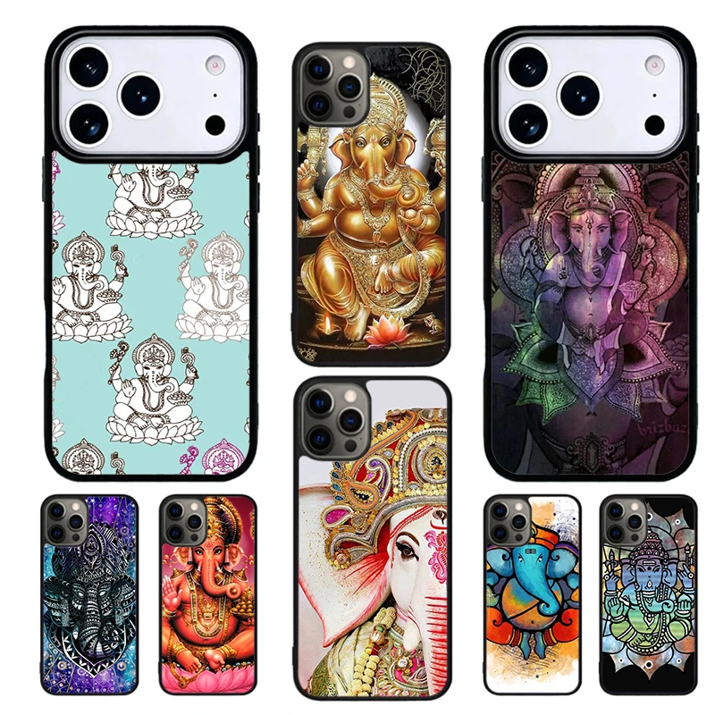 Coque Souple pour iPhone 17 16 15 14 13 12 11 Pro Max Plus 16E 17 Air, Motif Éléphant Ganesh, Dieu de la Sagesse