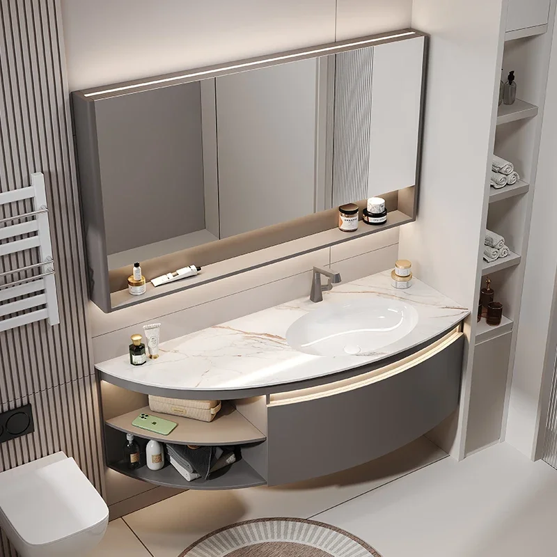 

Organizer Mirror Bathroom Cabinets Storage Luxury Space Saver Washroom Cabinet Vanity Smart Mobile Bagno Bathroom Furniture