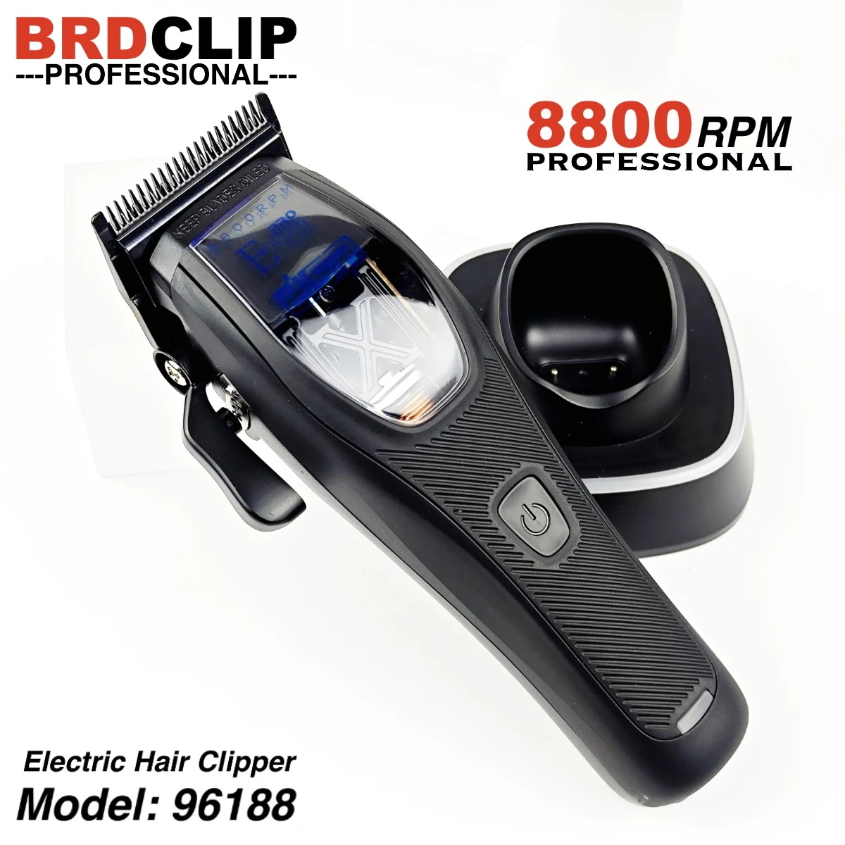 BRDCLIP Professional Electric Hair Clipper BRD 96188 DLC Blade 8800RPM Magnetic Motor with Base Trimmer for Man Barber Machine