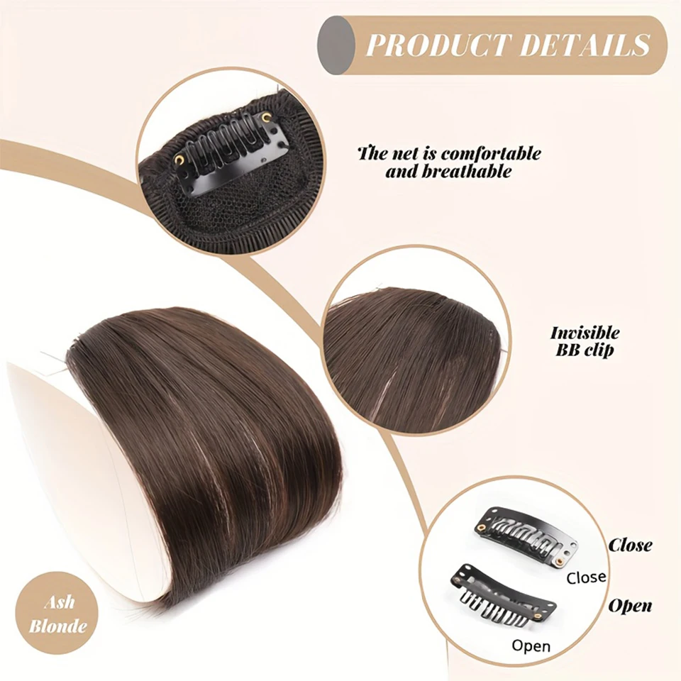 Wig with Curled Bangs Clip Style Without Sideburns Bangs Hair Accessories Suitable for Women's Daily Wear