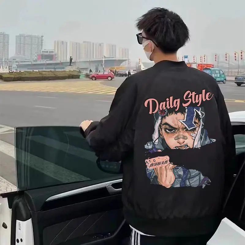 جاكيت بيسبول أمريكي عصري بطباعة العنكبوت للجنسين، ملابس خارجية للربيع والخريف، مقاس قياسي، أكمام طويلة، إغلاق بسحاب #2