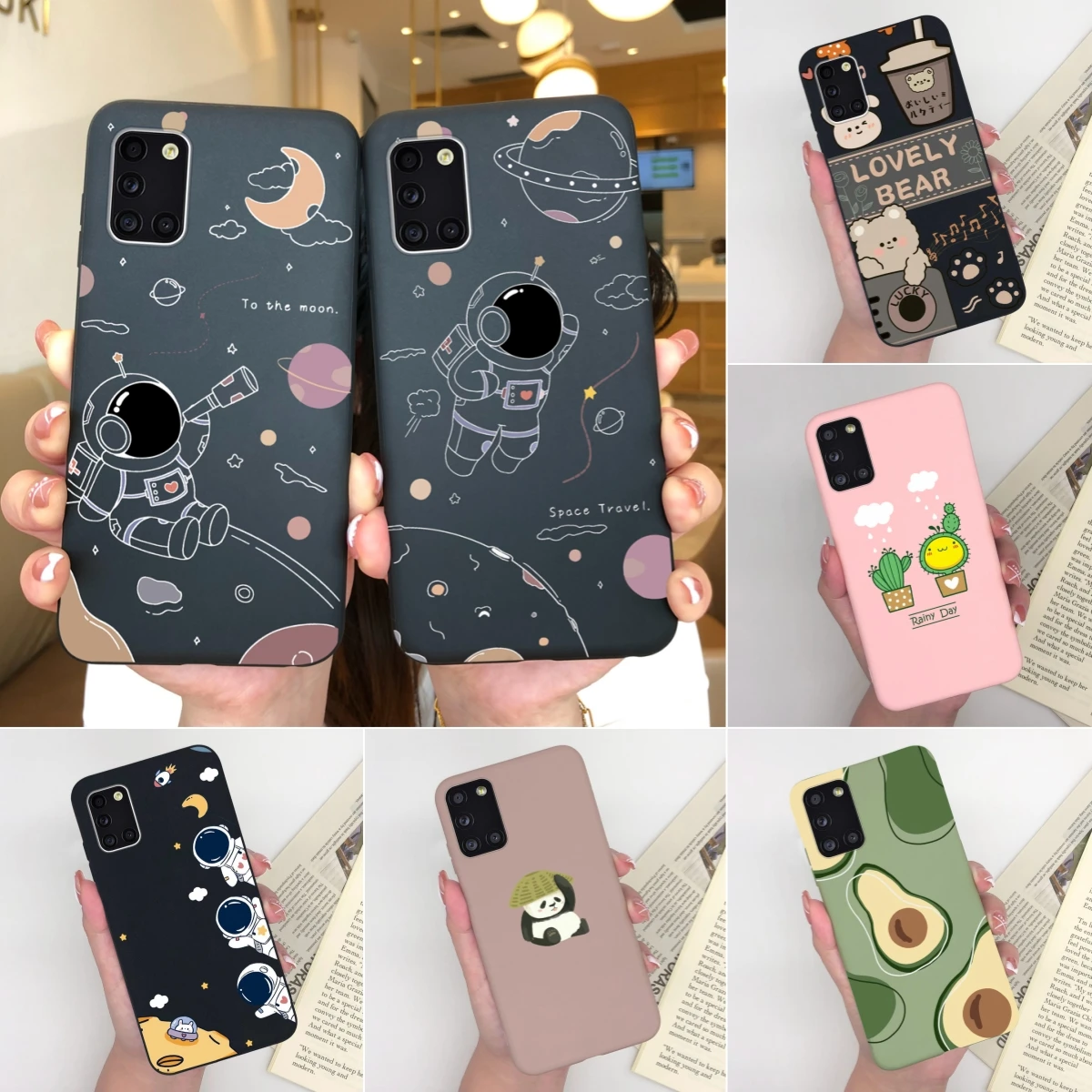 For Samsung Galaxy A31 A51 A71 Case Lovely Astronaut Soft Silicone Matte Cover Shock Resistant Coque For A 31 A 51 A 71 Funda