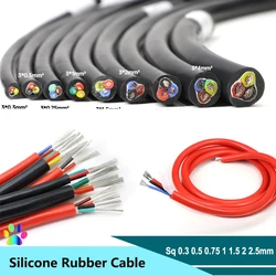 1/2/5/10m Silicone Rubber Cable Sq 0.3 0.5 0.75 1 1.5 2 2.5mm x 2 3 4 6 Cores Insulated Flexible High Temperature Copper Wire