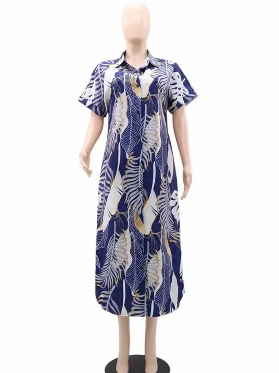 Polyester African Dresses For Women 2024 Vetement Femme Dashiki Print Africa Shirt Dress Clothes Dashiki Ankara Dresses Ladies