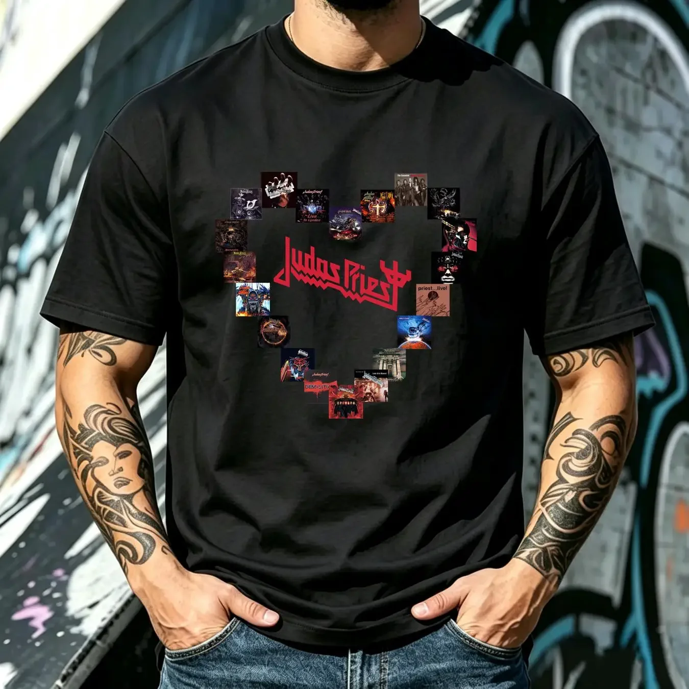 washed T Shirt Cotton Judas Priest Album Ian Hill Rob Halford Glenn Tipton vintage Washed Soft fashion graphic Casual